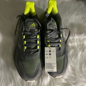 Adidas Charcoal and Neon Yellow Running Shoes